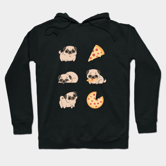 Pug and Pizzas Hoodie by colorcover